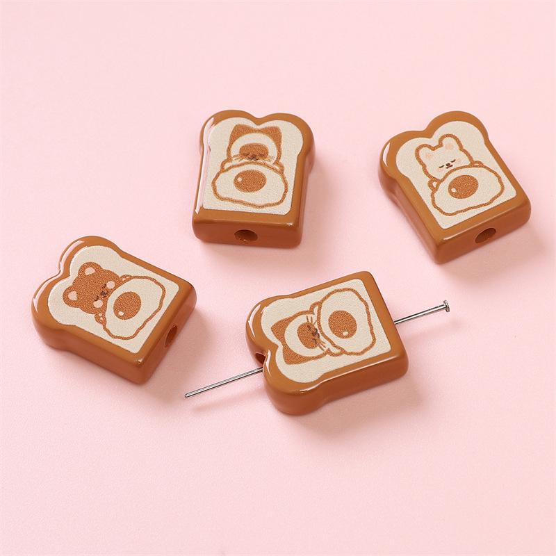 Handmade Bracelet Beads Acrylic Printed Beads Cartoon Beads Handmade Diy Bracelet Loose Beads Bracelet Pendant Graffiti Beads Jewelry Accessories