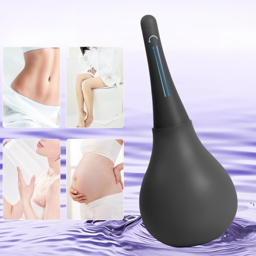 Soxeeh Enema Pump, 300ml Large Capacity, Multi-Purpose Anal Cleansing Device with Backflow Prevention, Manual Pump, Non-Slip Silicone, Unisex (Black)