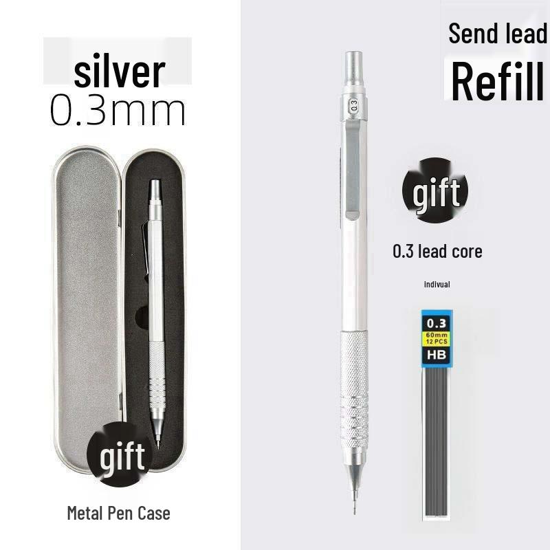 Professional Metal Mechanical Pencil, 0.5/0.7mm, Low Center Gravity, Weighted Feel, Continuous Lead Feed for Drawing & Painting.