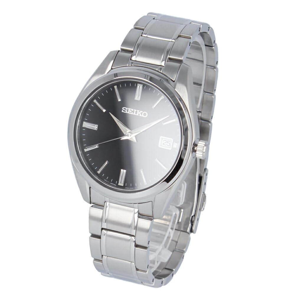 

SEIKO Watch Waterproof Quartz Analog 3 Hand Stainless Steel Metal Silver Black SUR311P Men s [Item]