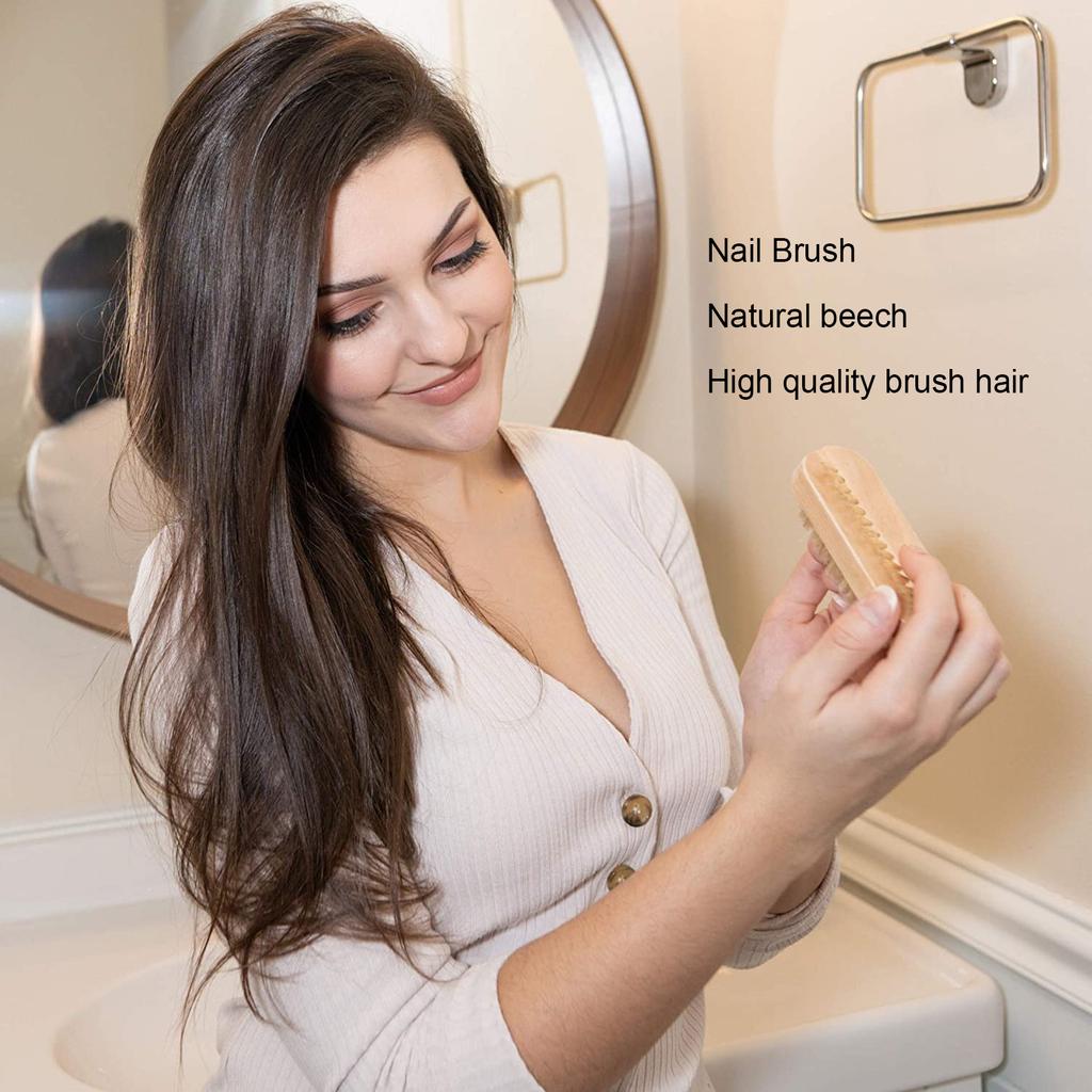 Zehennagelbürste aus Holz, doppelseitig, zur Reinigung von Fingernägeln und Zehennägeln, Scheuerbürste für Männer und Frauen