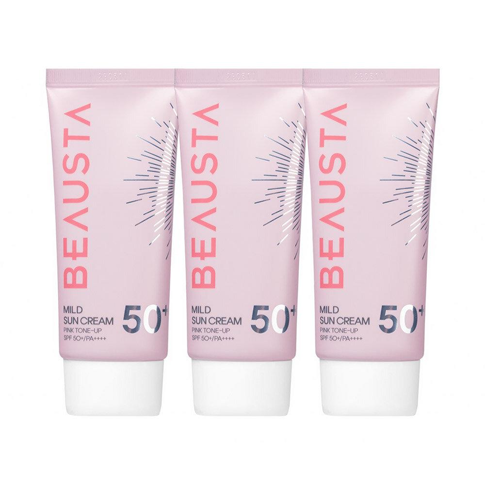 BEAUSTA Inorganic Sunscreen Pink Tone Up Mild Sunscreen 50g x3 (SPF50+ PA++++)