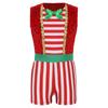 Kids Girls Christmas Party Jumpsuit Velvet Sequin Candy Cane Striped Color-block Sleeveless Back Zipper for Holiday Dress Up