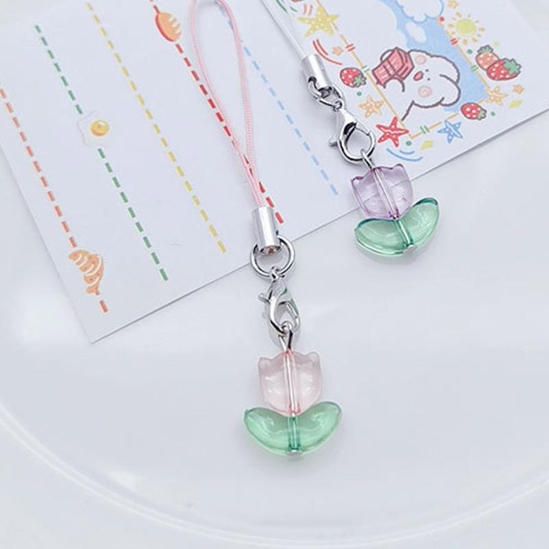 Simple Small Flower Hanging Pendant Sweet Phone Strap Y2K Bag Decoration Portable Hanging Lanyard Gift for Girls Women