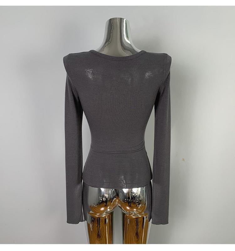 Korean Dongdaemun Slimming Sheer Bust-Enhancing Long-Sleeve Top