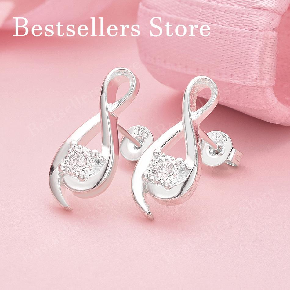 925 Sterling Silver Luxury Exquisite Note Zircon Stud Earrings for Women Fashion Gifts Jewelry Wedding Party Accessories