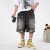 Boys' Summer Ruffian Handsome Ripped Five-point Tooling Denim Shorts, New Children's Boys Loose and Thin Pants