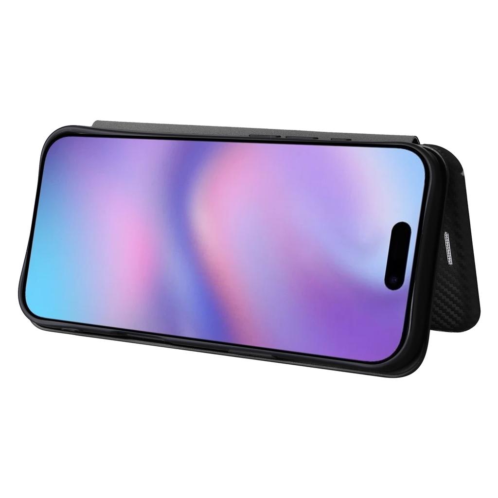 For iPhone 17 Case Carbon Fiber Texture Drop-Proof PU Leather Phone Cover