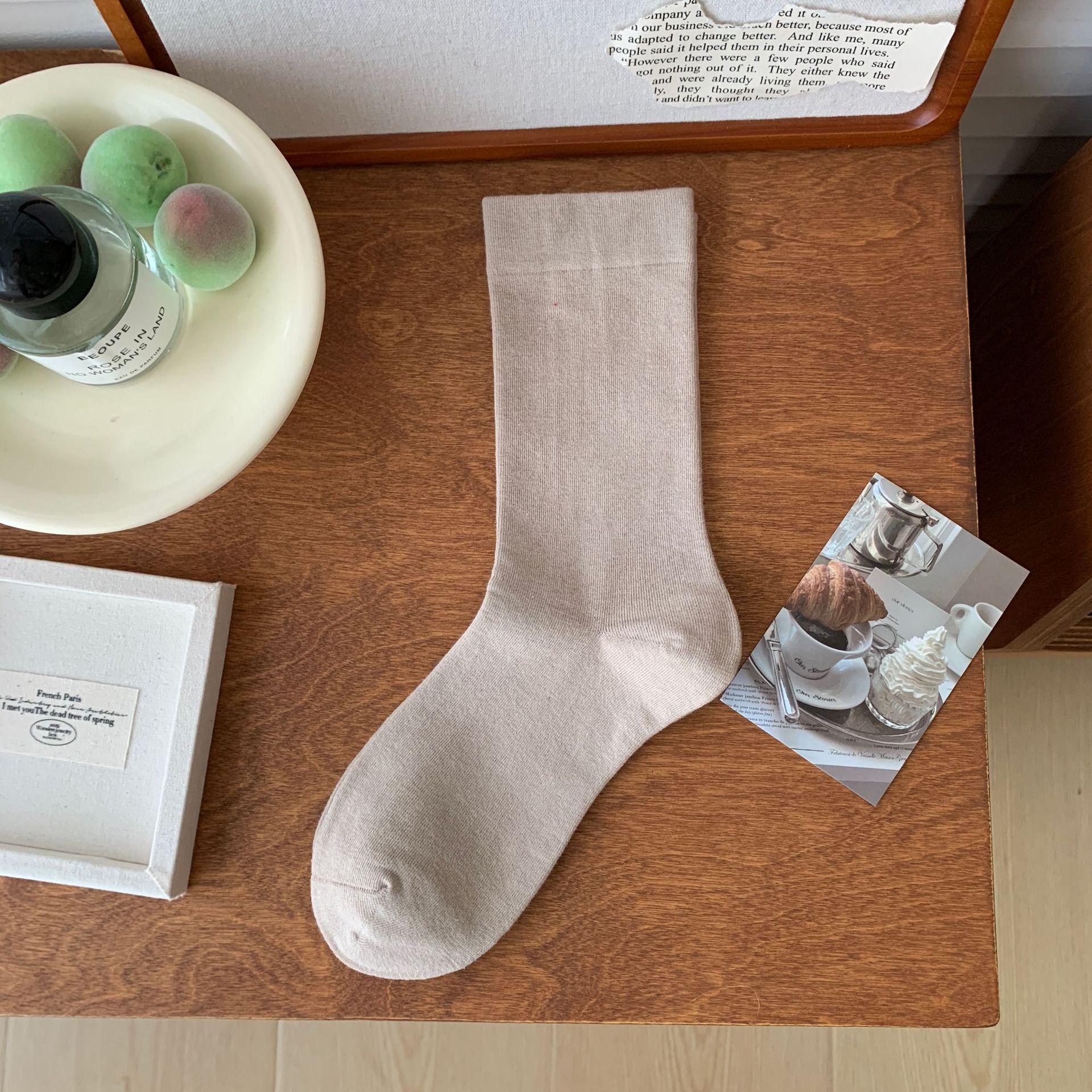 

1/5/10 пар женских гольфов средней длины однотонные повседневные носки хлопковые носки One Size(5 pairs) хаки