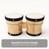 Wooden Drums Wood Finish Pair of Bongos Metal Rivets