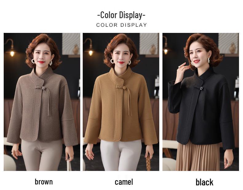 Mom's Autumn Double-Sided Wool Coat - Elegant Petite Middle-Aged Women's Jacket for Fall & Winter