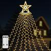 350 LED Christmas Decorations Star String Lights Waterproof Waterfall StarLights 8 Light Modes Remote & Timer,Waterproof Seasonal Lighting Decor for