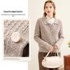 TUHUANG Women's Elegant Thick Pure Wool Lapel Cardigan