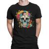 Lebendiges Zucker Schädel Blumen T-Shirt Mexikanische Feier zum Tag der Toten