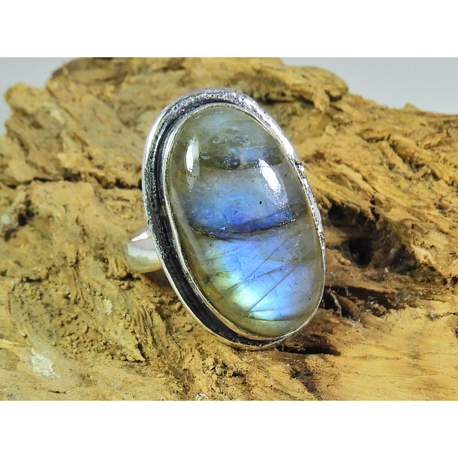 

Natural Blue Labradorite Gemstone 925 Solid Sterling Silver Ring Size US-8 PG-256