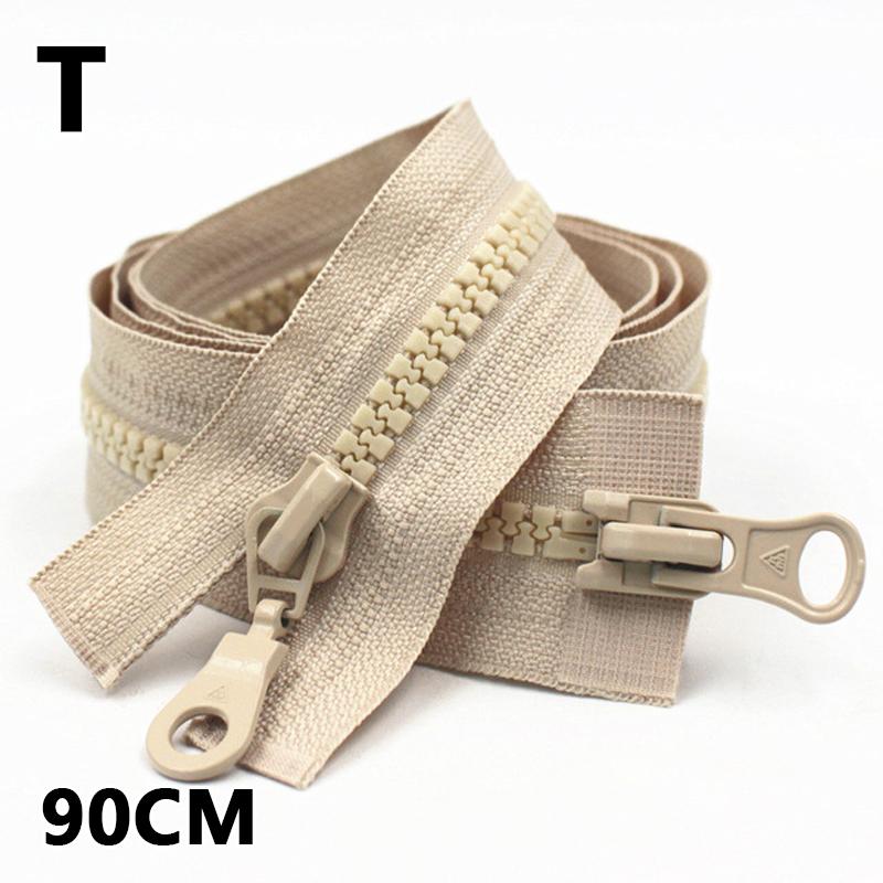 70/90cm 5# Resin Zipper Double Slider Zip For Down Jacket Clothes Bags Sewing Accessories Open-End Zippers Repair Accessory