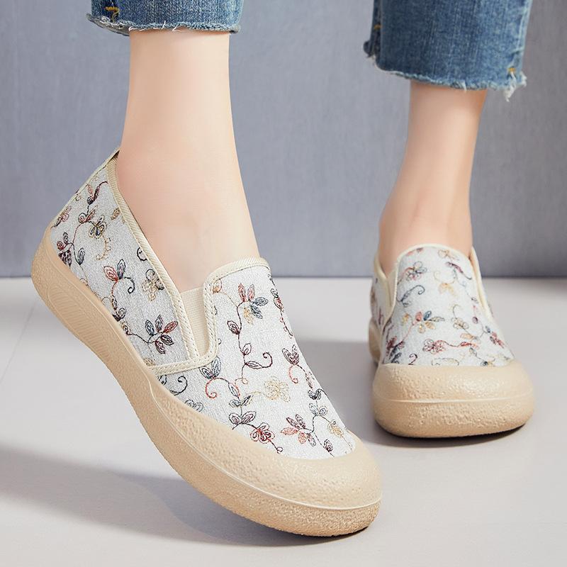 Damenschuhe für den Frühling: Neue Modelle mit flacher Sohle, flachem Schaft und Ein-Pedal-Design, weiche Sohle, runde Spitze für bequeme Freizeitschuhe, die die Füße nicht ermüden lassen.