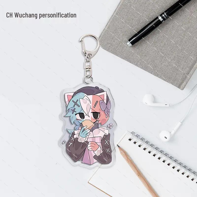 Countryhumans Keychains: Porcelain Neon Beauty - Korea, England, France Pendants for Student Backpacks