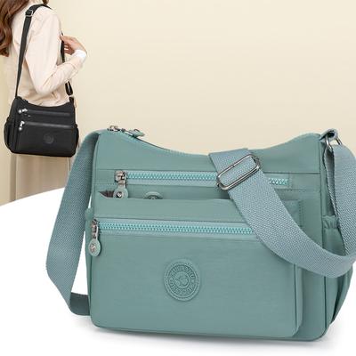 Large Capacity Shoulder Bag Women's Nylon Crossbody Bag Solid Color Mother Bag