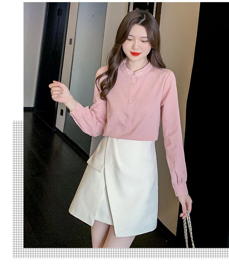 2024 Women's Retro Jacquard Cotton Pullover: Long Sleeve Stand-up Collar Shirt for Spring and Autumn