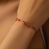 New Design Colorful Crystal Flower Bracelet for Women Minimalist Sweet Love Heart Cherry Bracelet Party Banquet Jewelry Gift