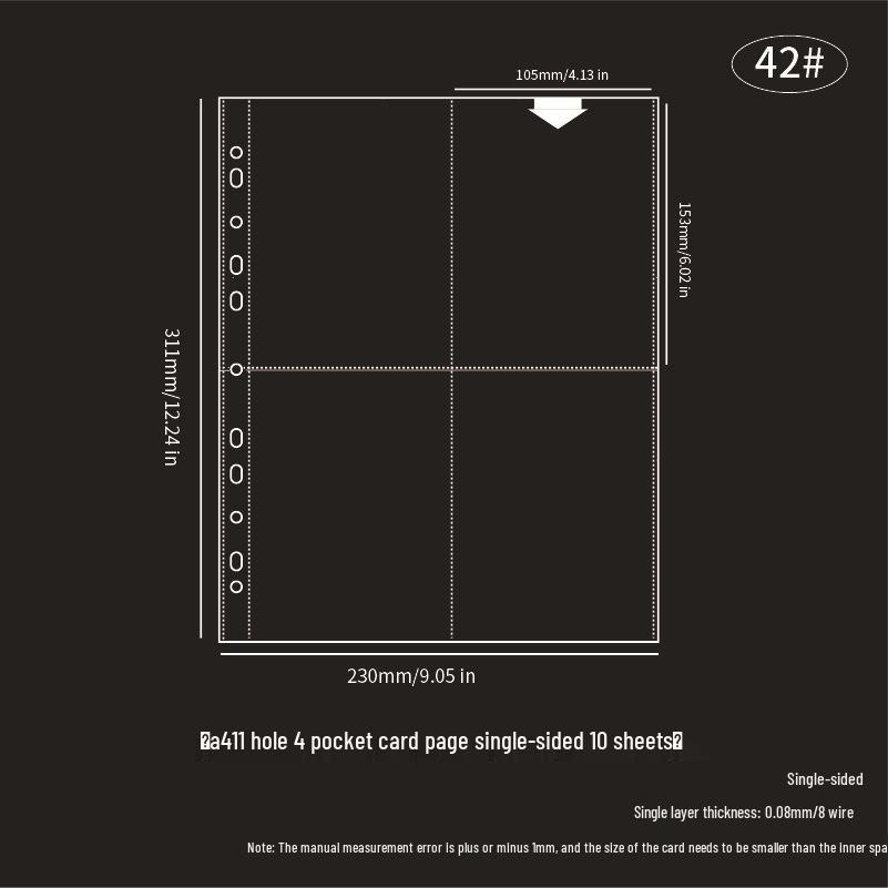 Transparent Card Album Inner Pages for A4/A5/A6/A7 Binders - Nine & Four Pocket Star Fandom Card Storage Refills
