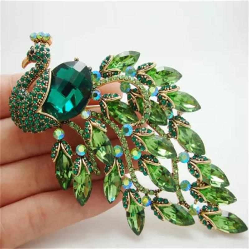 Vintage Women Girls Heavy Industry Crystal Animal Brooch Pin Fashion Luxury Shiny Boutique Rhinestone Badges Corsages For Lady