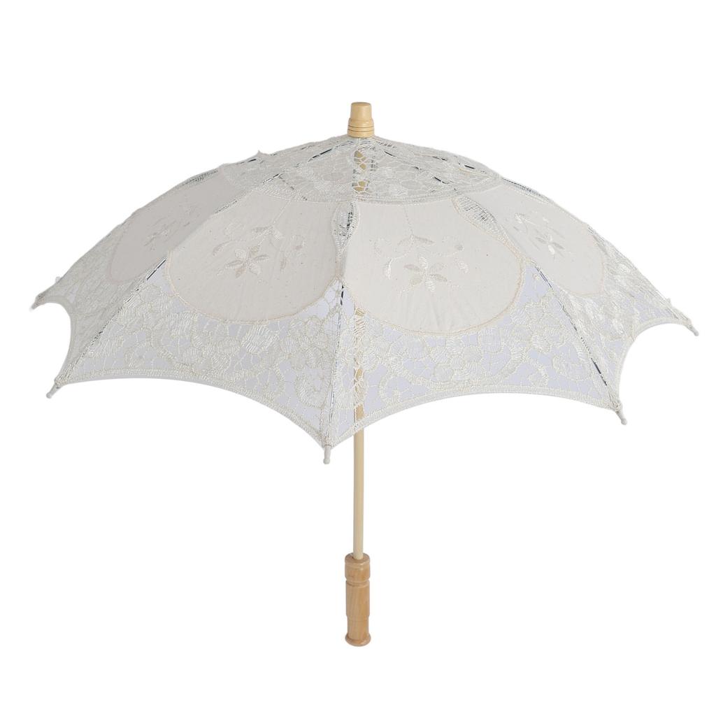 Spets Parasoll Paraply Bröllop Brud Spets Paraply Dekorativ Broderi Blomma Paraply för