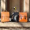 Johnature Vintage Backpack Unisex Handmade High Quality Women Bag Natural Real Cowhide Backpacks Solid Color Schoolbag