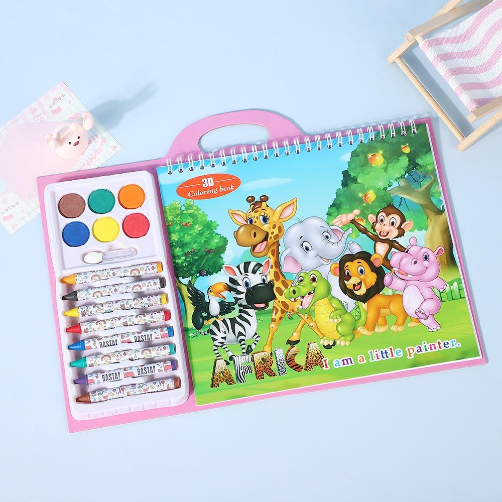 New Puzzle Crayon Watercolor Book Set Educational Astronauts Painting Book Drawing Doodle Book Gift