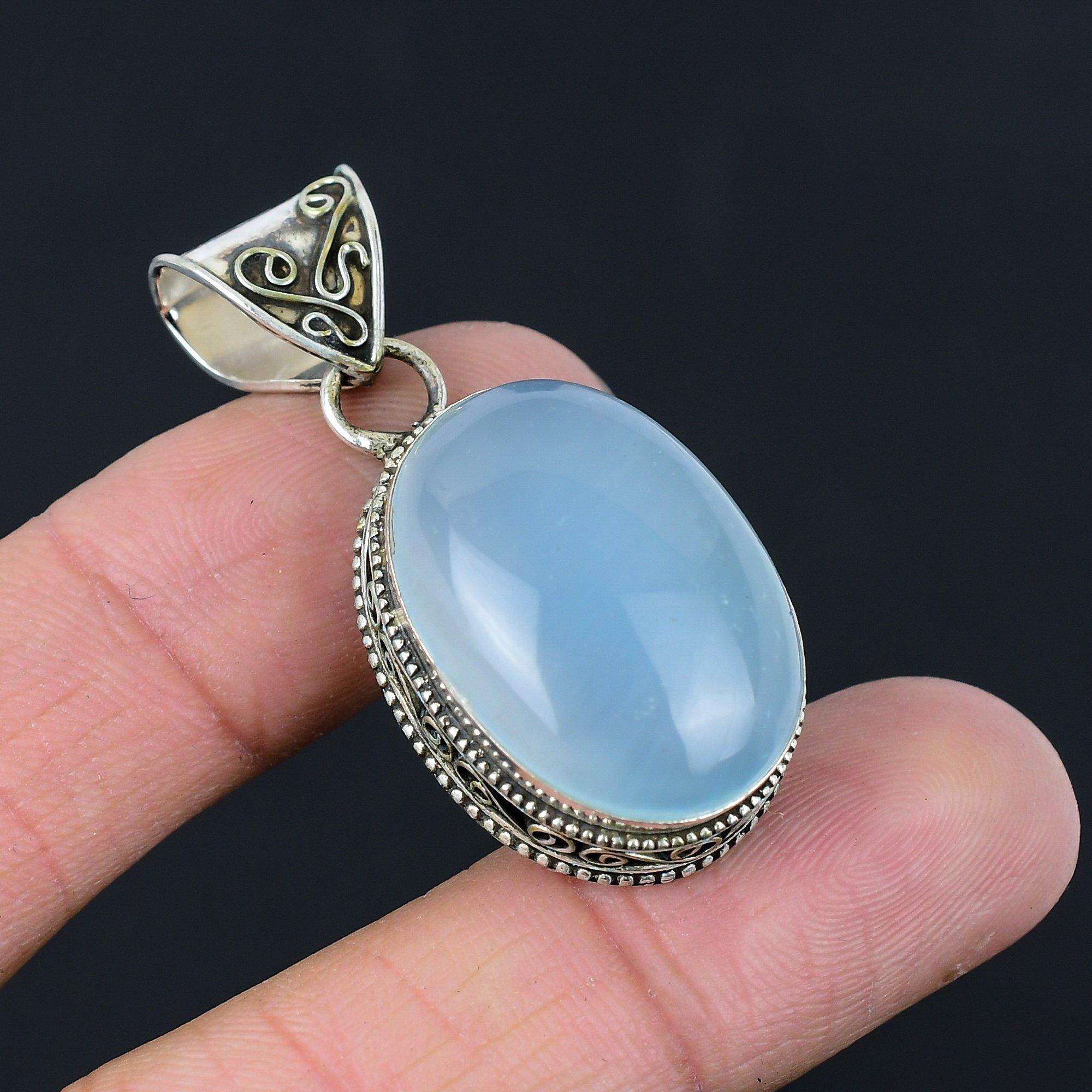 Daughters Day Sale 925 Sterling Silver Aquamarine Stone Sister Pendant Jewelry