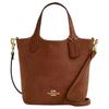 Hannah 18 Metal Logo Magnetic Closure Suede Shoulder Crossbody Tote Small Women's Brown