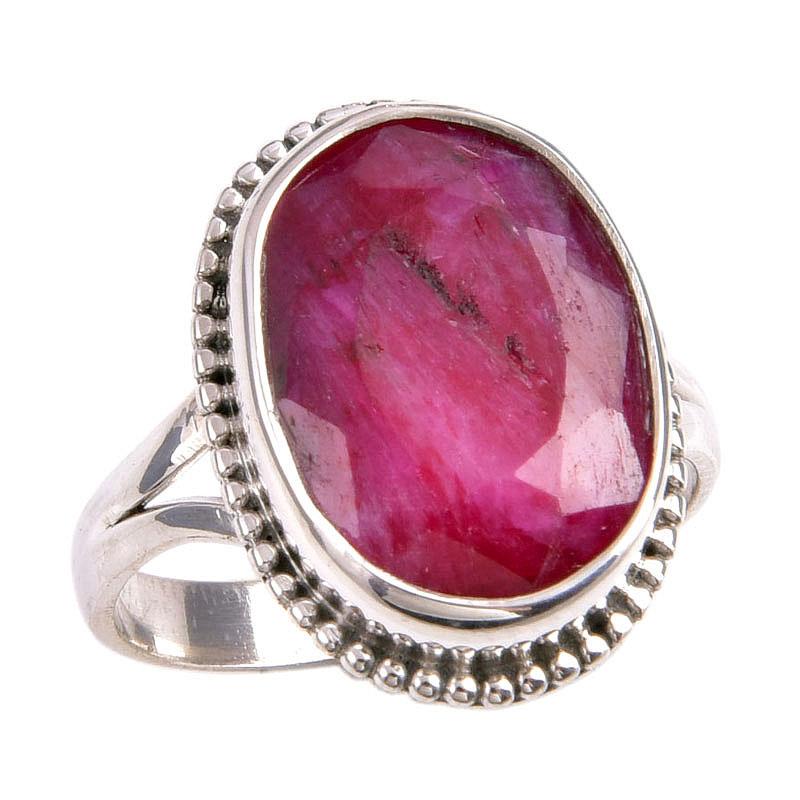 Red Ruby(Simulated) Gemstone Handmade 925 Sterling Silver Jewelry Ring S.9 U1i41