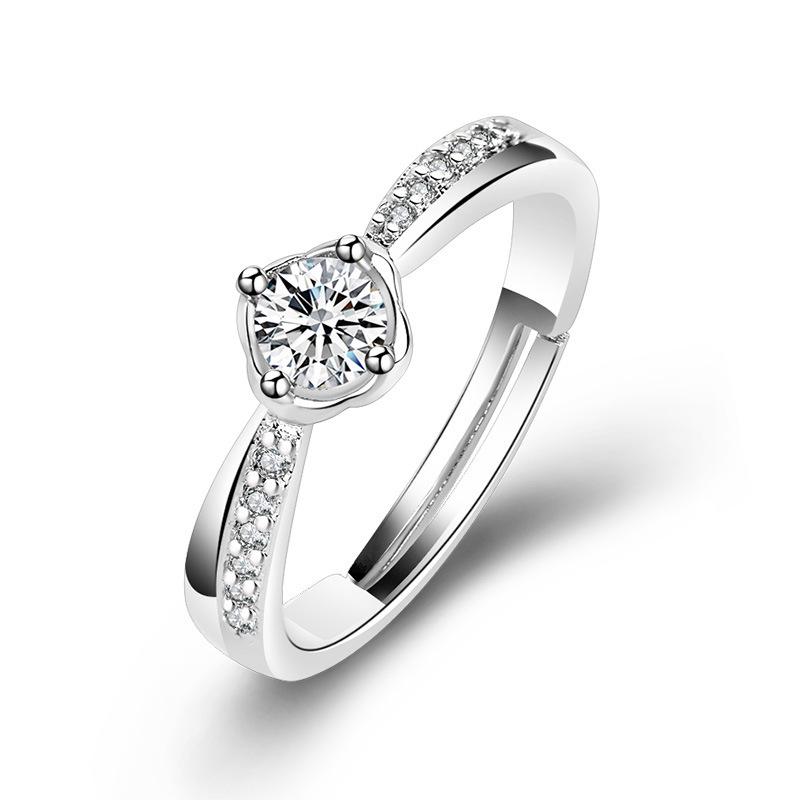 

Модное регулируемое кольцо с цветком циркония и четырехлистным клевером Adjustable Open