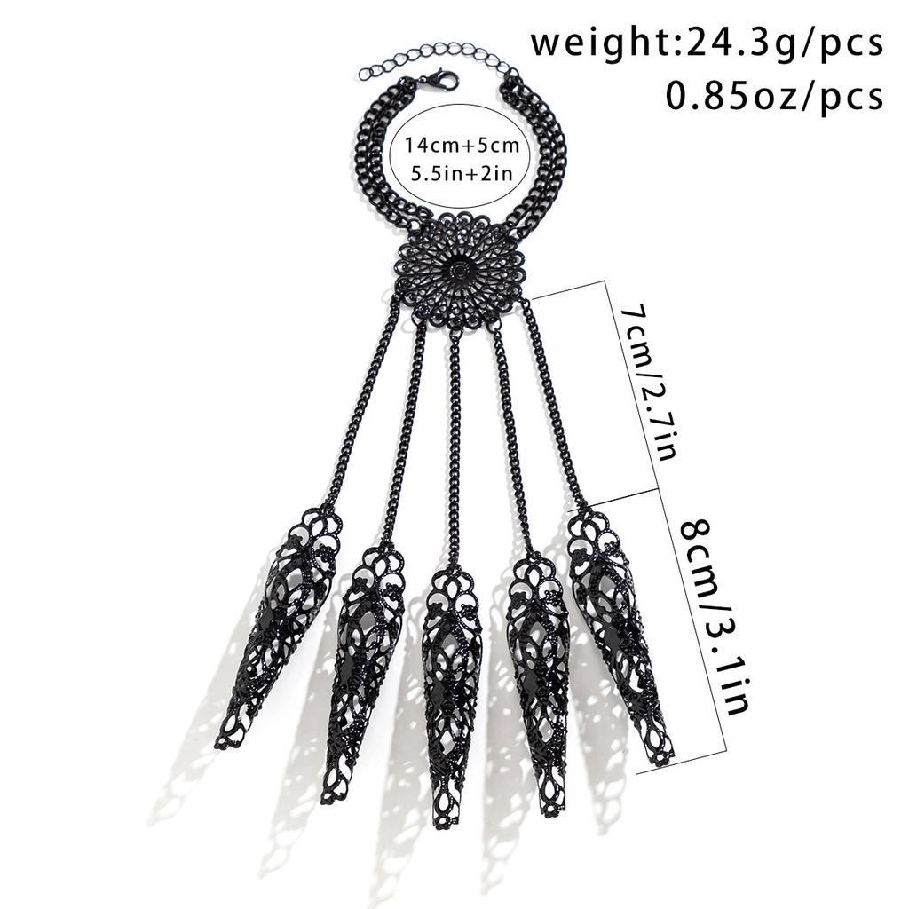 Gothic Punk Hollow Finger Ring Link Chain Flower Bracelet for Women Punk Gold Color Cuban Chain Hand Vintage Jewelry Party