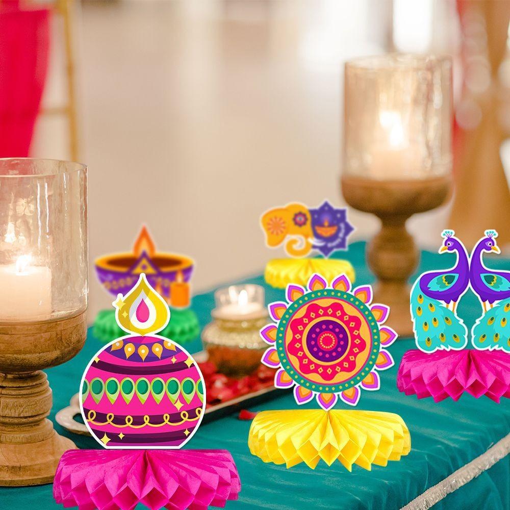 Party Scene Diwali Paper Honeycomb Elephant Decoration Set Ornaments Tabletop