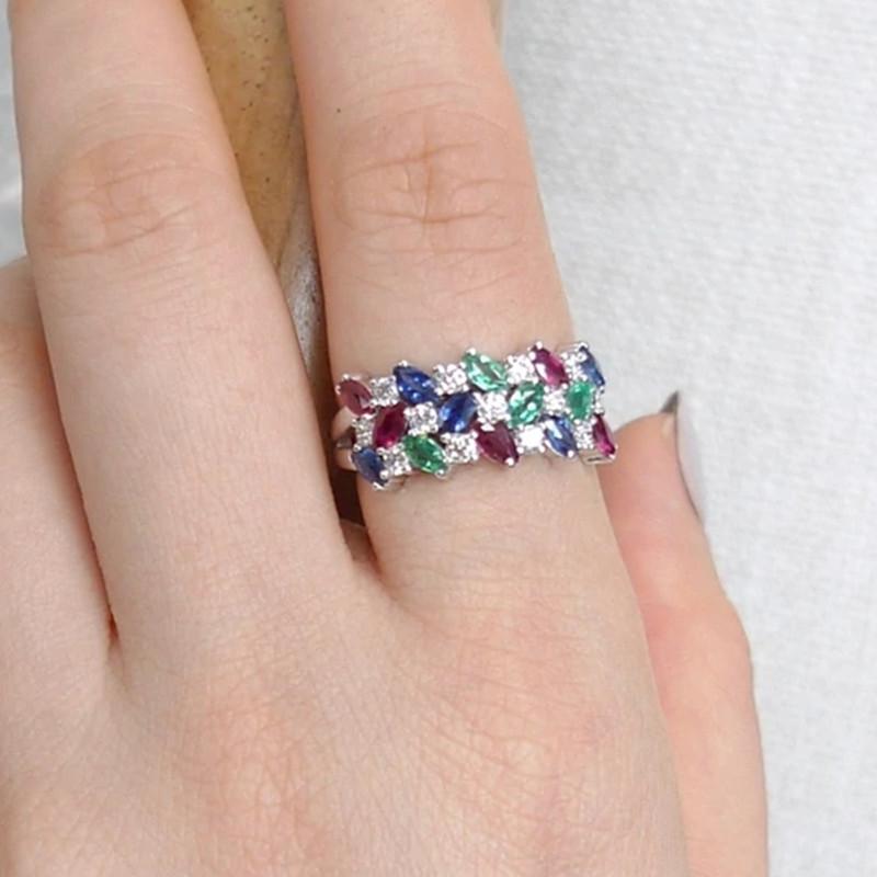 Huitan Dazzling Colorful Cubic Zirconia Women Rings Gorgeous Wedding Party Accessories  Color  New Fashion Jewelry