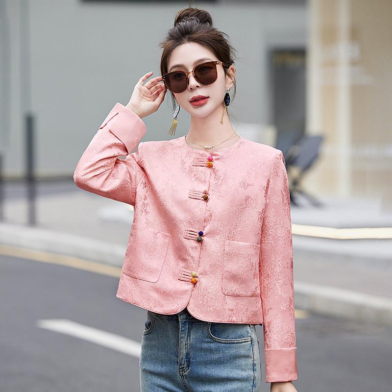 Women's Retro Jacquard Jacket - Short, Age-Reducing, National Style, Spring/Autumn 2025 (B2809)