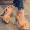 Elegant Womens Fashion Summer Lace Up High Heel Sandals With Hair Ball Design