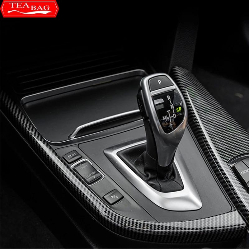 Padrão de fibra de carbono Painel de mudança de marchas de carro Lateral L Shape Strips Guarnição Interior para BMW 3 Serie 4 3gt F30 F31 F32 F34 F36