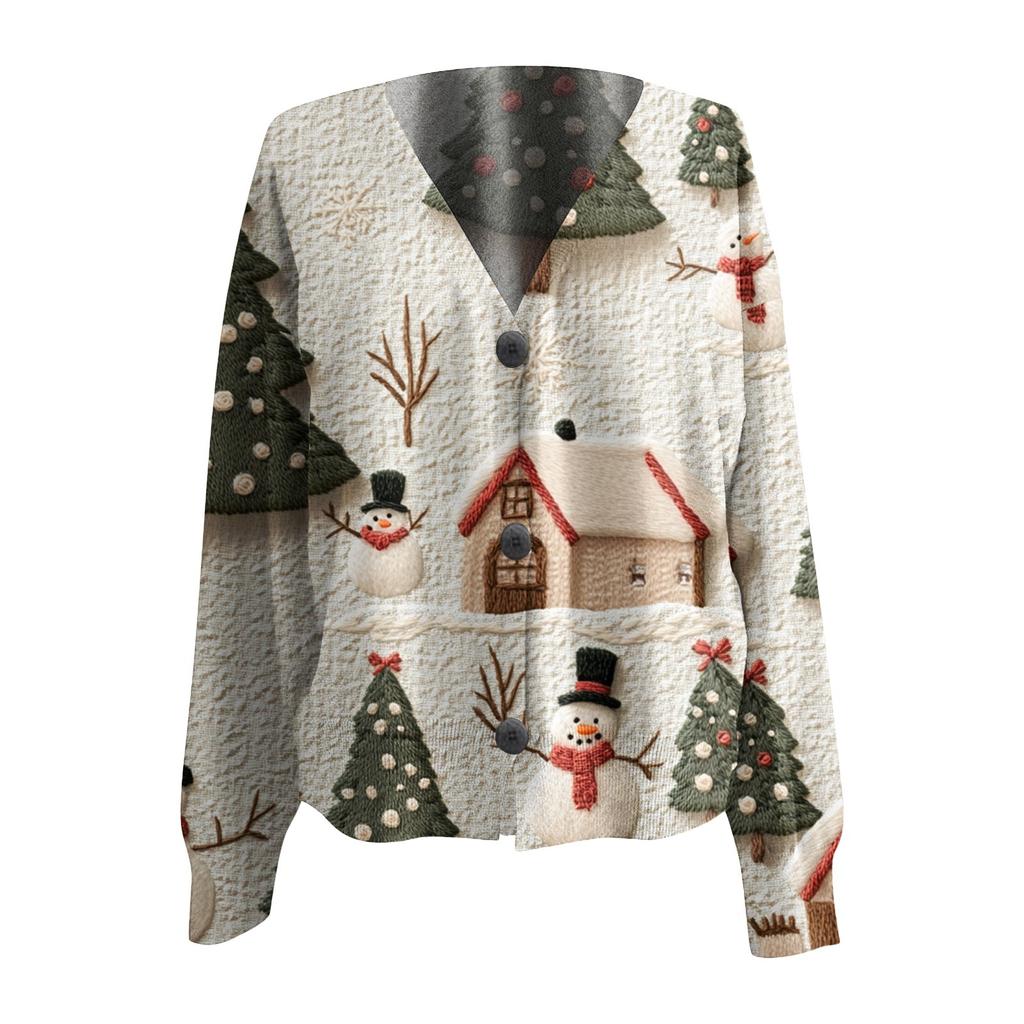 Women's Fashion Short Coat Casual Long Sleeve Printed Single Breasted Plush Top