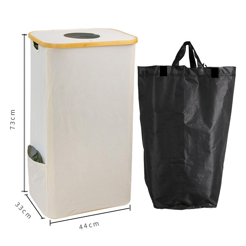 Foldable Bamboo Oxford Cloth Recycling Basket with Lid and Inner Bag