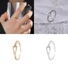 Adjustable Modern Geometric Ring With Cz Stone  Stylish Korean Fashion Ring For Women Gold White