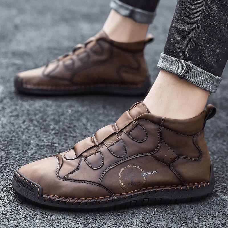 Large Size New Men's Casual Shoes Korean Version of Trendy Foot Leather Shoes Medium and High Top Outdoor Men's Shoes Foreign Trade Shoes