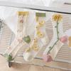 See Through Transparent Nylon Long Socks Women Summer Ultra-thin Breathable Crystal Silk Socks Embroidery Floral Cute Lace Socks