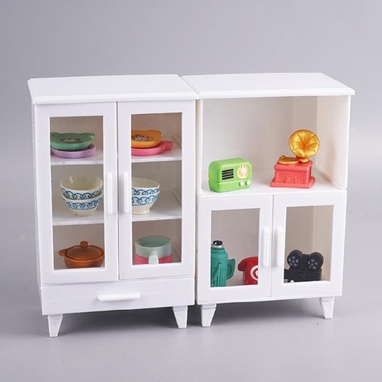White Mini Cabinets 1/12 Scale Dollhouses Furniture Modern Kitchen Storage Shelves For Miniature Displays