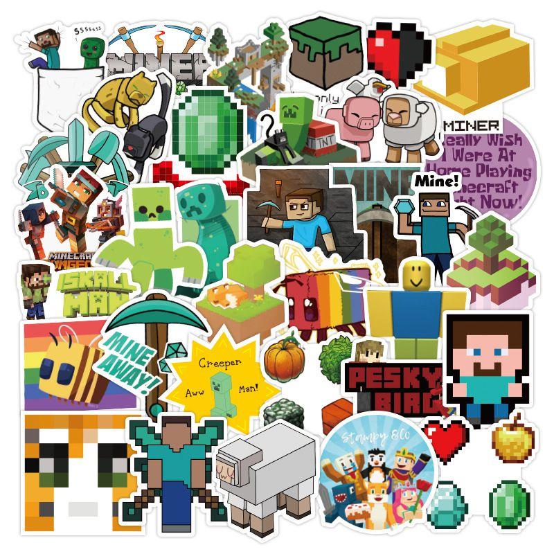 Game Minecraft 50pcs Stickers Pvc Waterproof Lapyop Bike Luggage Suitcase Decals