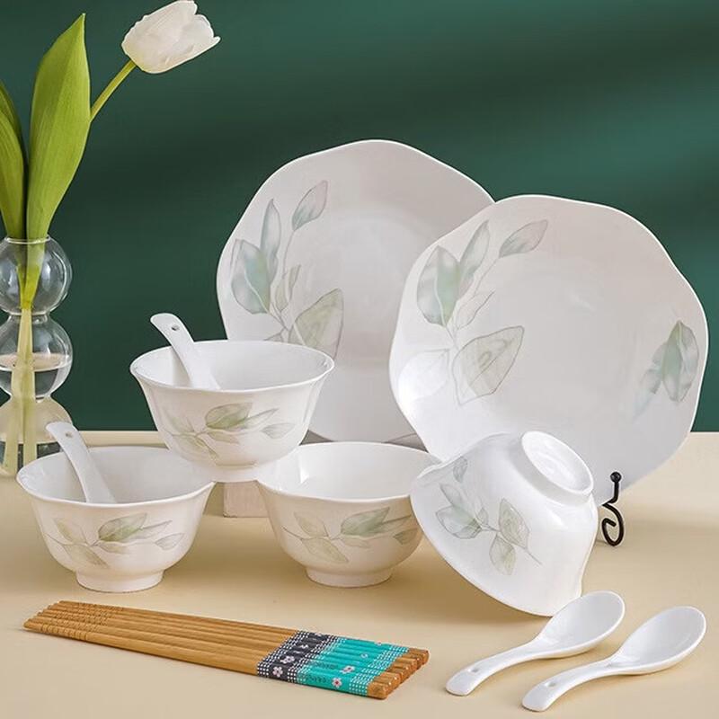 SHUNJU 10-Piece Spring Colors Ceramic Dinnerware Set