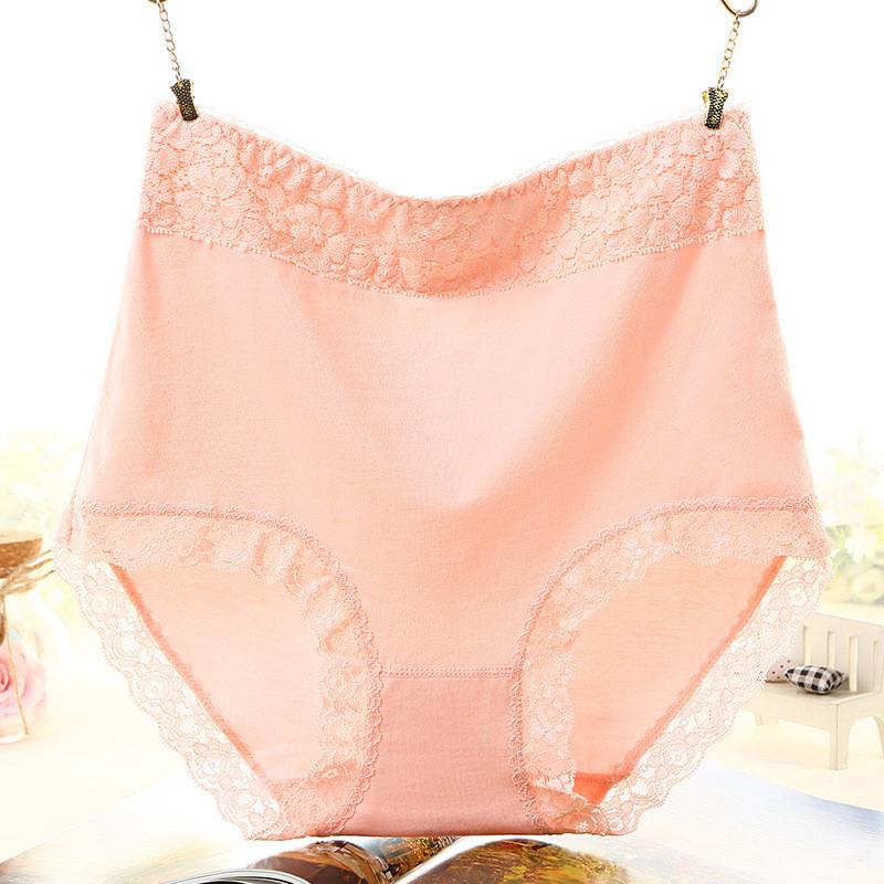 Comfortable High Waist Cotton Women's Underwear With Lace Trim For Perfect Shaping