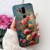 Para LG G7 ThinQ Funda Silicona Negra Gato Lindo Flores de Moda Trasera Pintada Genial Para LG G7ThinQ Funda de Teléfono LMG710EM